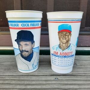 Vintage 1992/1994 MLB Jim Abbott & Cecil Fielder Collector Series souvenir cups
